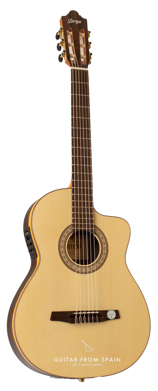 Camps CW1 crossover guitar with spruce top, full front view